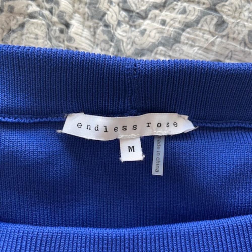 Endless Rose Blue Off The Shoulder Long Sleeve Bodycon Knit Top Sz M Edgy Party - Picture 5 of 10